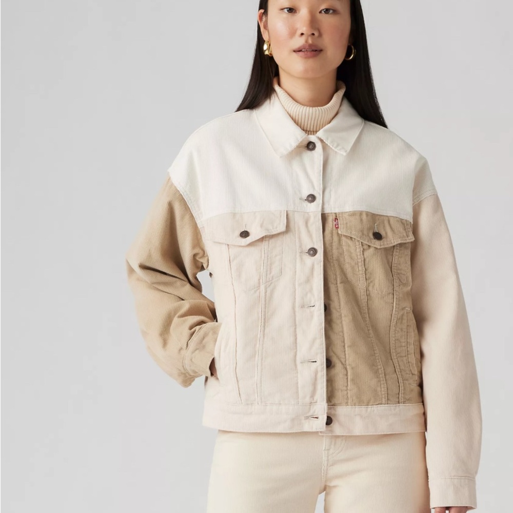 Levi's Women's Cream and Tan Denim Jacket